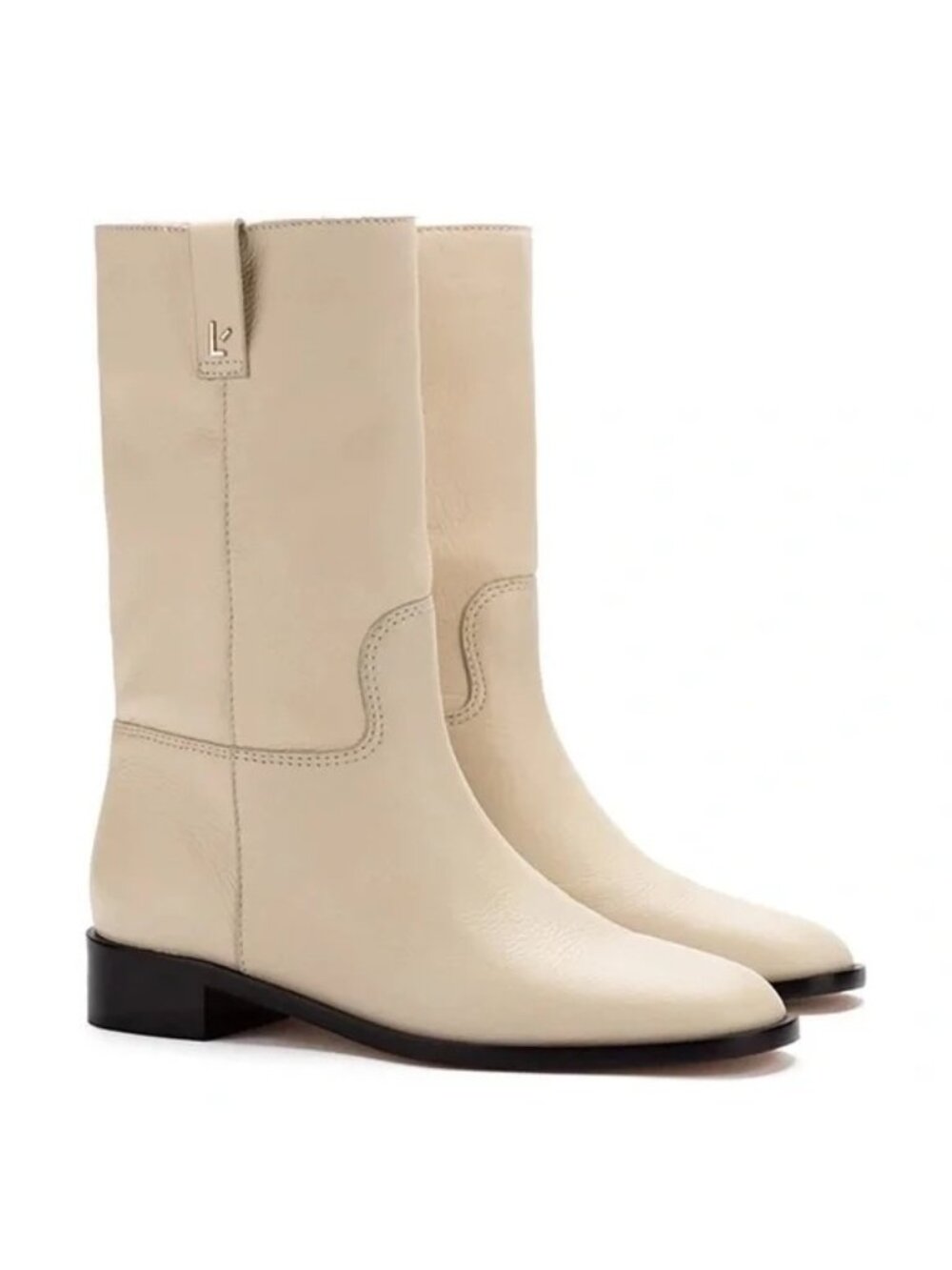 NEW Larroude Barb Boots Ivory Floater Womens 9 Boho Cottagecore Chic Designer